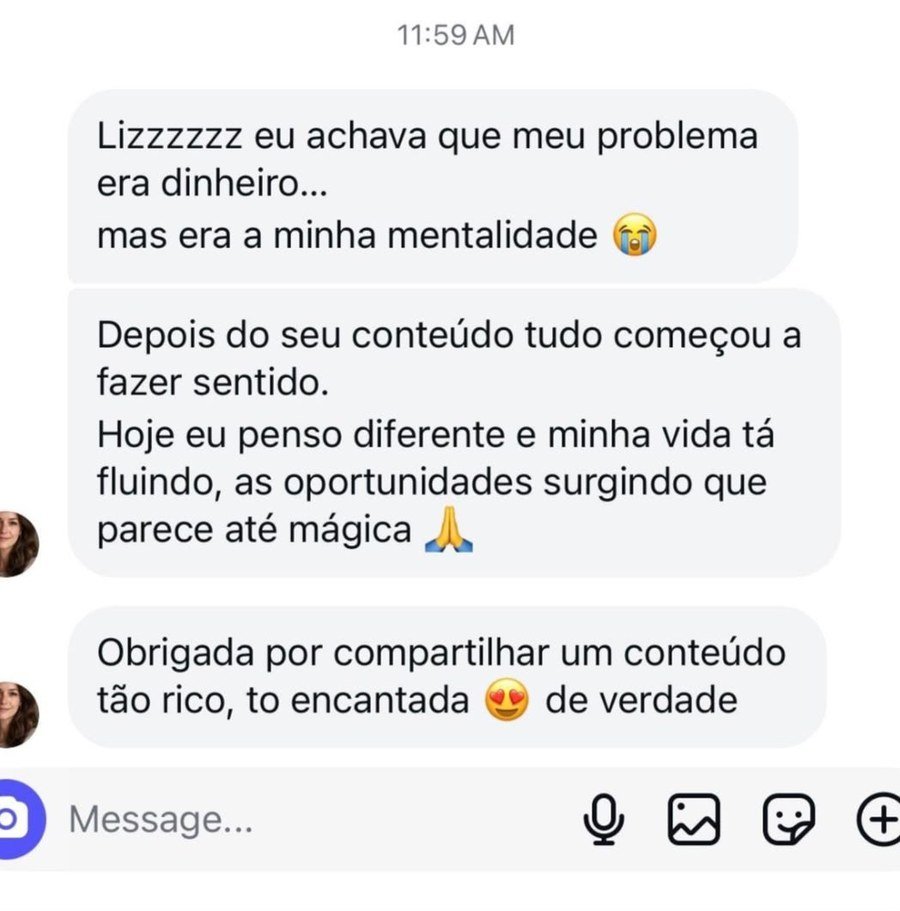 Print de depoimento de seguidora sobre a Elizandra Oliveira